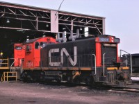 CN's lowest numbered SW1200RS, 1204, sits just outside the inbound inspection covered area at Toronto Yard.  If you look closely the engine appears to have taken a little abuse as the rear handrails are awfully close together and the steps are pushed up under the cab.  Just another day in railroading and maybe a form 3903 to be completed.  
