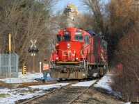 CN L542 with GP9RM’s 7038 and 7081 have just completed their set-off at Hunt’s Logistics in Cambridge, Ontario on the Fergus Spur and will soon end their day at the Eagle Street crossing. As of fall 2022, CN no longer keeps L542 at the Cambridge outpost as it is now based out of Kitchener. 