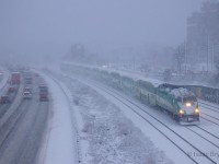 By most accounts, winter 2023 has been rather lame. Warm, overcast days meant we saw rainstorms in January. So when the forecast told of a snowstorm, I did not hesitate to get trackside. About 6 hours into the storm, the scene went from a yucky brown to a brilliant white. In the storm, GO 640 races past Sunnyside with an equipment move bound for Union to take commuters home. This is the winter scene I dream of. 