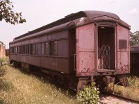 Here is an opposite side view of an post I submitted several years ago of TH&B X 762. While it may not look like it, this bunk car was still in service and was a home-on-the-road for members of the TH&B wrecking crew. This coach along with several others were stored 'ready to go' at TH&B's Aberdeen Avenue yard in this mid-1976 photo. 

http://www.railpictures.ca/?attachment_id=5871
