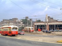 TTC 4474 is passing the Roncesvalles car house in Toronto in August 1986.