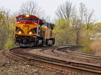 Since the merger/acquisition of KCS by CP, the power from each railroad has been slow to diffuse into each other's old trackage. The taste of KCS leaders on CP has been sweet nevertheless as shown by this 2-234 when one winds up leading. Initially the two units were running 1-1-0 until London where it became 2-0-0 to speed up the process of dumping traffic in Wolverton, proceeding light power from there to Toronto.