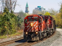 Work season is starting to pick up speed in Ontario with the second work train already beginning to dump rail along sections of the MacTier Subdivision before May. The trailing unit CP 8047 led from Chicago, planning to be replaced with the pair 6080/5988. 5988 unfortunately faced some issues prior to departure, then bringing 8047 back into the picture by Toronto diesel. It sounded like a plan to make 8047 lead did exist but did not come to fruition and successfully evaded the wye. Here it rounds past Avenue Road's underpass with the CP North Toronto Station Clock Tower enjoying its retirement as a beacon for LCBO customers.