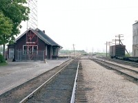 I know we have been blessed with many Caledonia station scenes on Railpictures; but there is always room for another. This shot is taken looking away from Argyle St, showing the old station on the left as it looked before it was rescued from demolition and restored over the 1996-1997 period. I understand it now houses the local museum and the Chamber of Commerce.  I thought the building on the right used to be an old feed building, but not sure and asking for information.  I do know a new Food Basics occupies some of that land now and most all the track in the foreground is gone save for one stub.