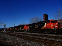 CN 714 with 82 ethanol loads from Iowa for Valero near Quebec City has just departed St-Henri with a new crew and CN 3814, CN 3190 & CN 2326 for power. This train has just started running recently; prior to this the last unit fuel trains CN ran on the Montreal Sub was CN 704 and CN 710 (which stopped running eight years ago).
