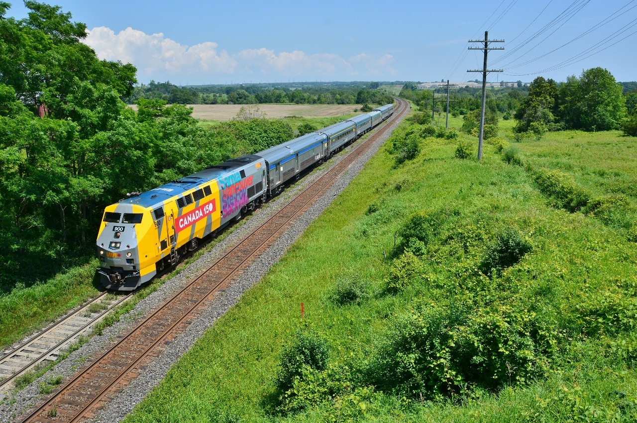 This shot did not seem so special at the time


Now what catches attention, a mix of 1950's 1980's and 2001's technology:


Canada 150 wrap on the GE 2001 built P42DC, which days are numbered as the Siemens Charger deliveries ramp up,


imported Budd built six door ex RPO / baggage,


mix of ex CP now HEP-I and ex imported now HEP-II Budd built coaches, which days maybe numbered...


and an ordered by CN and delivered to VIA new, LRC car sandwiched in the middle of the coach consist,


and note the poor drainage on that north track, at Newtonville July 18, 2017 digital by S.Danko


More 
 

       in motion