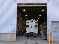 On April 13, 2023, the next rebuild about to exit the ONR shops in North Bay is GOT 207. This fully rebuilt cab car was getting some final touches put to it prior to being rolled out into the test area. There was plenty of action inside and out at the ONR shop complex during my mid-April visit.