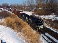 NS 328 with NS 8795 East climbing the grade towards Clifton and bound for Port Robinson and onto Fort Erie and Buffalo.