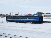 Prior to capturing some ex-VIA, exx-CN passenger equipment on the Pukatawagan Mixed in The Pas, MB in March of this year, I snapped RPCX 5307 (ex-VIA 5307, exx-CN 5307) Class PA-74-F, 74' 0" First Class Car (coach) sitting all alone in the middle of the CN yard in Saskatoon, SK. With candy canes over the running number, and a Santa hat with Ho Ho Ho over the vestibule door opening at right, it appears this car may have been on some kind of Christmas excursion, or Santa Train prior to being parked. Hadn't seen VIA blue equipment in service for years, then BOOM!, twice in less than 60 days!!! The only thing missing from this photo is sunshine & blue sky. :-)