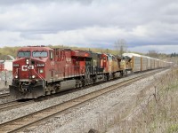 A nice mixed bag of power on train 137 as it heads westbound at Guelph Junction.