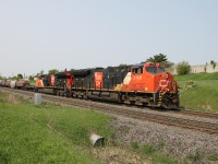 Wearing matching CN 100 livery CN 3108 and CN 3221 are leading M397 today on the south track of the Halton Sub. at Mile 44, Halton Sub. toward Burlington West.