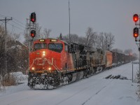 On January 20, 2023, during a long snowstorm, CN 368 bound for Garneau Yard (Shawinigan) crossed the junction between Subdivision Joliette and Sub Mascouche, used 100% by commuter trains.