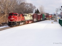 ACus! The class leader of the SD70ACu fleet leads a short 421 up the Mactier with another SD70ACu, 7022 trailing 2nd. 7022 is painted in a replica navy paint scheme to honour Canadian and American veterans. A pocket of sun was all that was needed to make the shot work, and low and behold, we got one. 