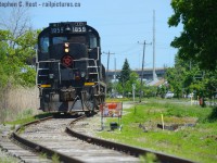 Only the best in St. Catharines. The best track, where the train can rock 'n roll side to side and lots of scrap metal lying all over the place. Such is the scene on the former NS&T Lakeshore spur near Canadian Erectors.

