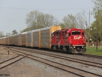 Ayr, ON. May 17, 2023. While waiting for CP 137-17 to show up, I shot train 1 of 2 - the Hagey job led by CP 3040 and CP 7307. Train 2 of 2 (137) was closely behind. I could hear the horn as the train was approaching Ayr. Shortly after, they went into emergency. The fact that the train derailed still didn't cross my mind. However, radio conversation on the situation soon revealed the severity of the situation. Part of the mid-section of the train derailed at mile 65 between Cedar Creek Rd. and Alps Rd. First time for me experiencing a derailment in real-time while railfanning. Expect the unexpected in railroading. 