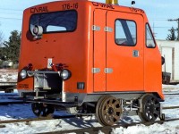 Roster shot of CN Rail Car 176-16. This photo shows clearly the "cutting wheel" used in wintertime, as mentioned by Paul O'shell in a past comment column. You can also plainly see the handbrake has been applied by the brake pads pressed up against the wheels. For those who did not have a scanner back then, that speaker on the back of the speeder was a great source as to what and when things may be about to happen.