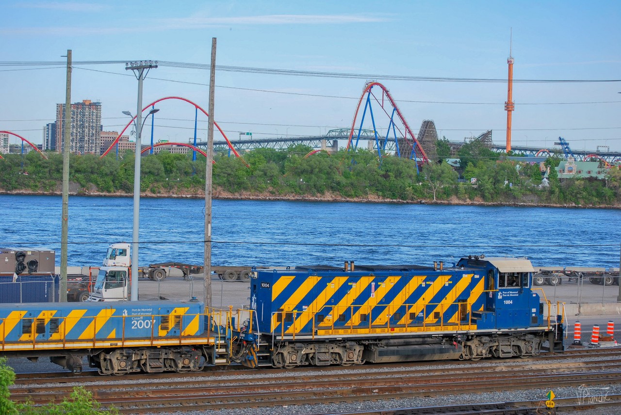 On May 26, 2023, an RP20BD type locomotive and a slug were seen at the east end of CPKC's Hochelaga Yard.