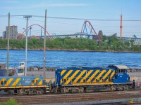 On May 26, 2023, an RP20BD type locomotive and a slug were seen at the east end of CPKC's Hochelaga Yard.