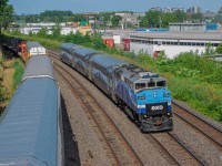 On June 23, 2023, the EXO 1209 (MTL Central Station 4:33 p.m. - Mascouche 6:23 p.m.) passed next to a CN train at the stop at Ville-Saint-Pierre.