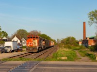 All of this recent 581 talk has had me feeling nostalgic for 551. If memory serves, this was the last 551 to run the Grimsby before 581 took things over, which pushed their arrival back in Hamilton by several hours and really killed most photo ops for what served as a Spring/Summer/Fall highlight for me for a few years. This was one of my favourite locations for shooting 551 and I wanted to shoot it one final time. What's a Hamilton scene without some clapped out vehicles next to the tracks and an obsolete smoke stack? I revisited this location on Wednesday evening only to find the stack has come down at some point in the past year. Not quite the same here without it. <br><br> Looks like the crew has finished work at Empire Steel, Bartram Lumber and Triple M Parkdale, and are headed back towards the yard and ultimately onto Aldershot.