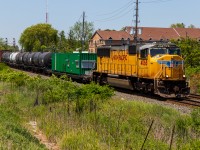 The spray train usually attracts a lot of railfans as it often runs with SD40-2s (of course before 2019, it was GP38s). The 2023 train had 6055 pulling it but they ran into issues on the Galt sub and took the unit off in Wolverton. CP replaced it with the most convenient unit around: UP 4068 (SD70M). After spraying the Hamilton and an overnight layover at Guelph Jct, the weed sprayer is running at trackspeed back to Agincourt where a new unit would take over to continue the journey across Canada. 