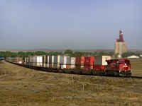 Eastbound Containers just east of Maple Creek on the Maple Creek Sub. between Medicine Hat and Swift Current.