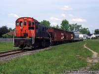 TRRY 108 heads southbound on the Fonthill Spur for General Chemical.