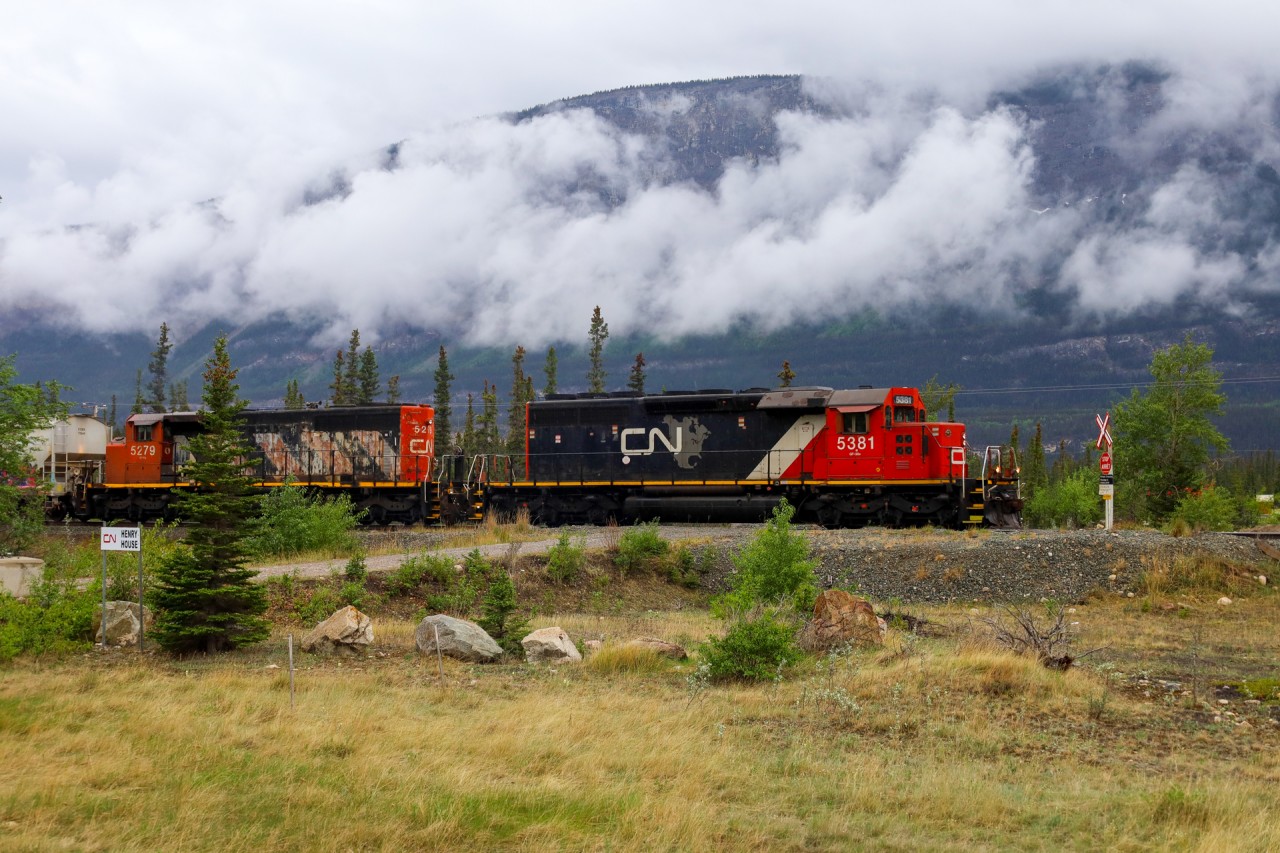 After hearing 710, CN 5381 east call a signal approaching Jasper, I had to do a double take!  After shooting it in Jasper and west of Henry House, I caught U 71051 21 highballs through Henry House with CN 5381 and CN 5279.