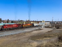 On the second day of CPKC's existence, CPKC 401-15 departs Calgary with CP 9353 and KCS 4772