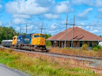 Southbound Kidd to Englehart freight 308 passes the quaint, old station in the village of Matheson, Ontario built in 1910. With the anticipated reinstatement of the Northlander in the coming years the building still looks to be in good condition. According to the "Northeastern Passenger Rail Service Updated Initial Business Case" document the station will once again be a stop for the train, requiring only some minor upgrades including a new shelter and platform paving.