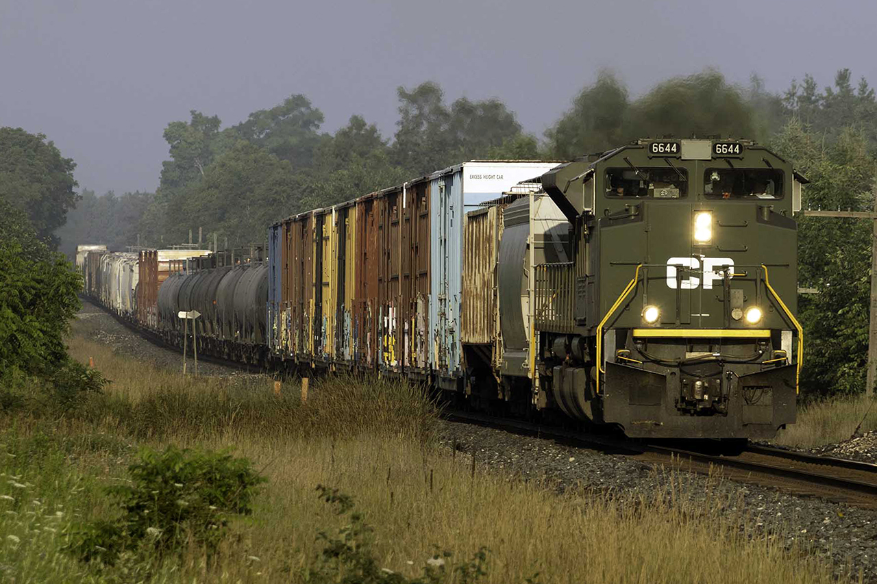 The beauty of PSR is that the S is silent..and often ignored. Thus, about 10 hours behind the afore mentioned schedule, DDay unit 6644 has 230 heading for Hornby and one moire bit of work before making Toronto, and sleep.