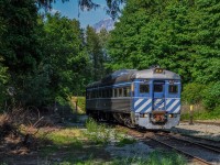 The Budd RDC BC-21 railcar makes a short excursion several times a day to introduce tourists to the old BCRail shops.