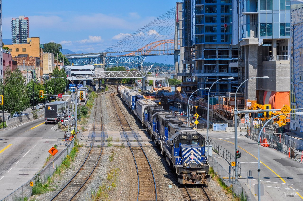 On July 13, 2023, the SRY Valley Job has just returned from Surrey after serving clients on the Fraser Valley Subdivision of SRY. He is now heading to Trapp Yard.