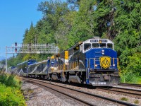 On July 13, 2023, train 609 tu Rocky Mountaineer approaches the terminus; Vancouver after a full trip from Kamloops in the Rockies.