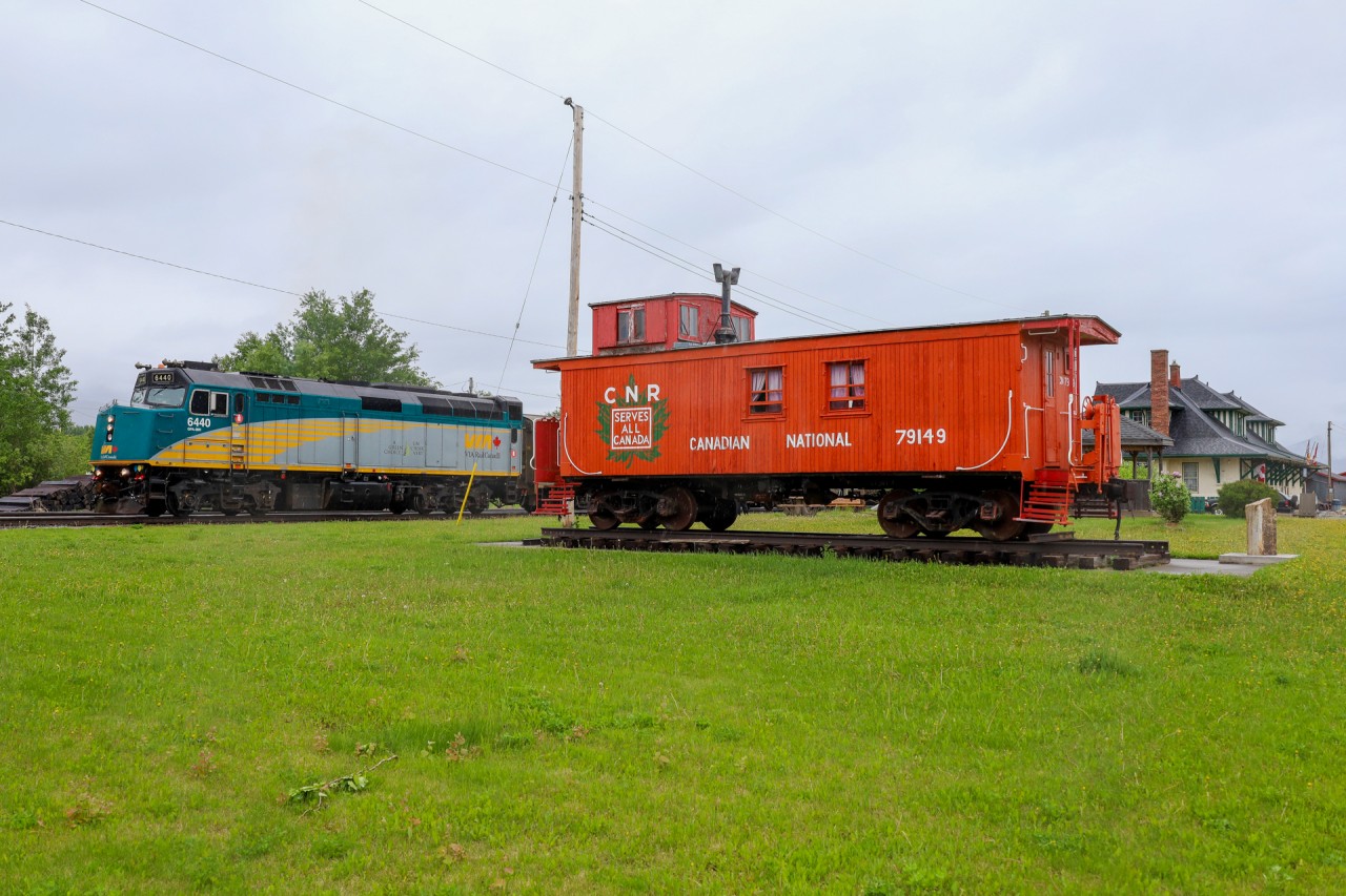 The Skeena departs McBride, British Columbia after a brief station stop.