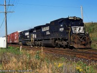Captured: NS 328-30 with NS C39-8 8558 and NS C40-9W 9070 at Paris West on the CN Dundas Sub on Aug 30/2002.