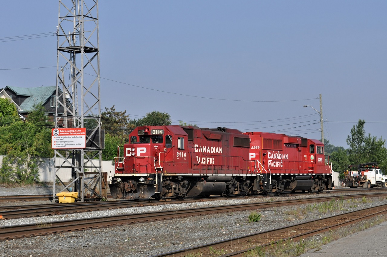 CP units 3114 and 2259 are working Sudbury Yard on the morning of July 22, 2014.