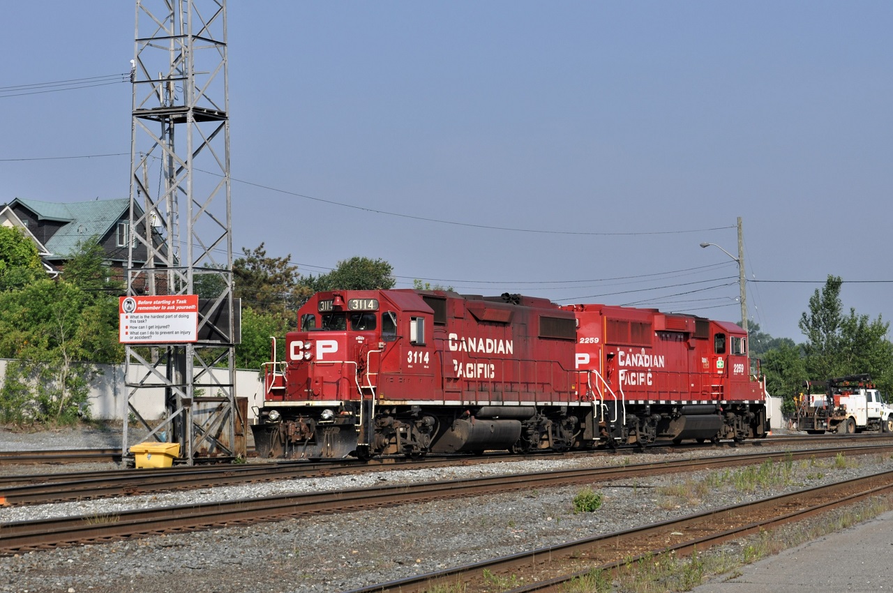 CP units 3114 and 2259 are working Sudbury Yard on the morning of July 22, 2014.