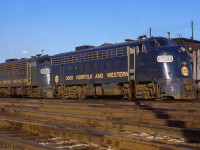 Canadian-built F7s shine in the evening sun at the CN/Wabash waterfront engine terminal in Windsor.

<br><br><i>Scan and editing by Jacob Patterson.</i>