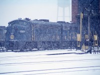 It might have been a cold snowy day, but still good enough to go out and see what is happening on the railroads. Upon arriving at Fort Erie it was nice to see a pair of those old venerable N&W locomotives parked out front of the CN diesel shop. Grabbed a shot of them from the roadway, playing it safe in slippery conditions by not crossing the tracks. These F7A units, N&W 3660 and 3725 were both from the former Wabash stable at one time, and were a familiar sight around Fort Erie back in those days. Both were built circa 1950. Activity at the diesel shop ceased back around 1989 as CN closed down the shop and pulled up most of the track. Currently this old repair facility is home to a fledgling railroad museum.