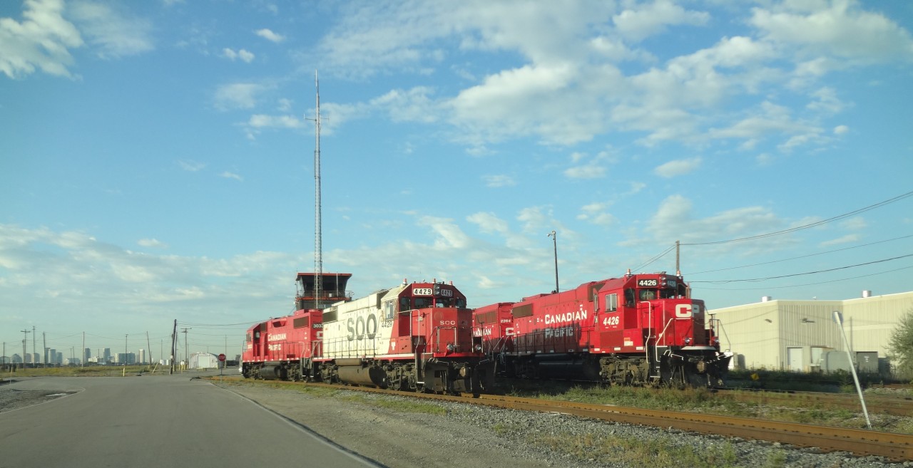 Taken six years ago, a quartet of CP units sit idle at the base of the CP Administration building in Agincourt Yard on this beautiful mid-September day. Oh, the changes that have taken place in this yard since I started going there in 1990.