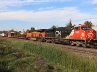 M397 with CN 3896 and BNSF 8360 is restricted to the south track between Tansley and Mile 44.0 Halton Sub. as demolition work on the former Dundas St. overpass continues adjacent to the north track.



