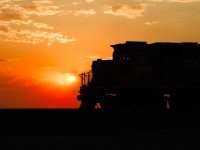 CP 3016 on the point of E37 outlaws a second crew after much work in the Mosaic Potash Belle Plaine, since starting the day prior. I stayed with the skeleton of this tied-down local to watch the sunset fade into the late-August smoke-filled skies that persisted all summer. This GP38AC wandered into Saskatchewan in early summer and surprised me to see it in active service, given its rare breed of AC power and retaining class light specs, so this shot satisfied my subtle eagerness to catch it.