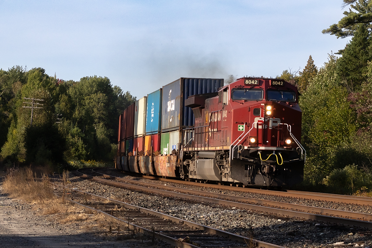 Southbound stacks on CN an hour before sunset.