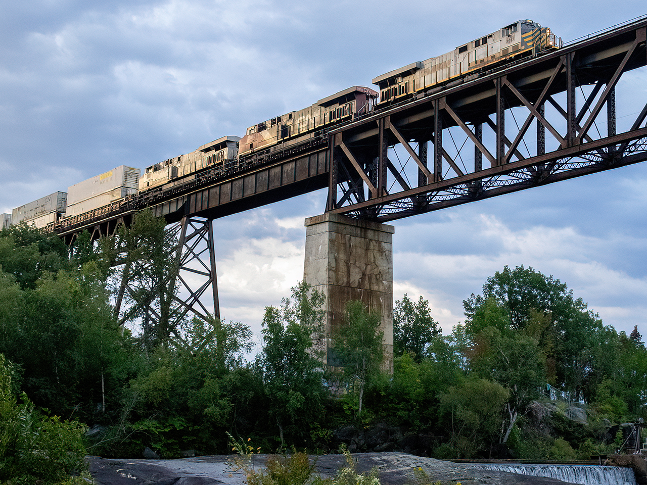 Early morning over the tresle in a thunderstorm.