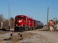 A trio of Canadian Pacific units are pulling a cut of tanks from Yellowline (I believe) passing by the location of the former Stelco Rod Mill. As discussed many times on this site, the green shack just north-east of the crossing is the former Stelco Guard Shack. The area has changed a ton, but at least rail service still remains. If you haven't seen it already, Jason Noe has quite a photo from this location back in the 90's, and gives a great perspective on how much has came and gone from then to now. Worth a look if you haven't already.


As for the operations here, I believe this is TH41 based on older images and info I've gathered. However, being five years ago, and me not venturing into Hamilton very often, corrections and advice are always welcome as I may be wrong. 