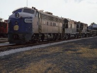 An eastbound Norfolk & Western freight, led by an ex Wabash FP7, a GP18, and an RS11, is seen parked at St. Thomas.<br><br><i>Scan and editing by Jacob Patterson.</i>