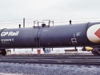 <br>
<br>
 Three piece petroleum tanker, built  Sept 1975: CP Rail 400018
<br>
<br>
 Company use only ?
<br>
<br>
  At CP Rail Agincourt, January 27, 1980 Kodachrome by S.Danko
<br>
<br>