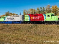  CP Hydrogen Fuel test units 1001-1002 just happened to be spotted perfectly as I was driving by.  Within a couple of minutes they had disappeared back into Ogden Yard. 