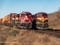  Sitting trackside on a beautiful sunny morning waiting for the "Empress" CP 2816. A Westbound freight with KCS 4622 waits on the North track as an Eastbound double-stack led by CP8100 passes on the South. 